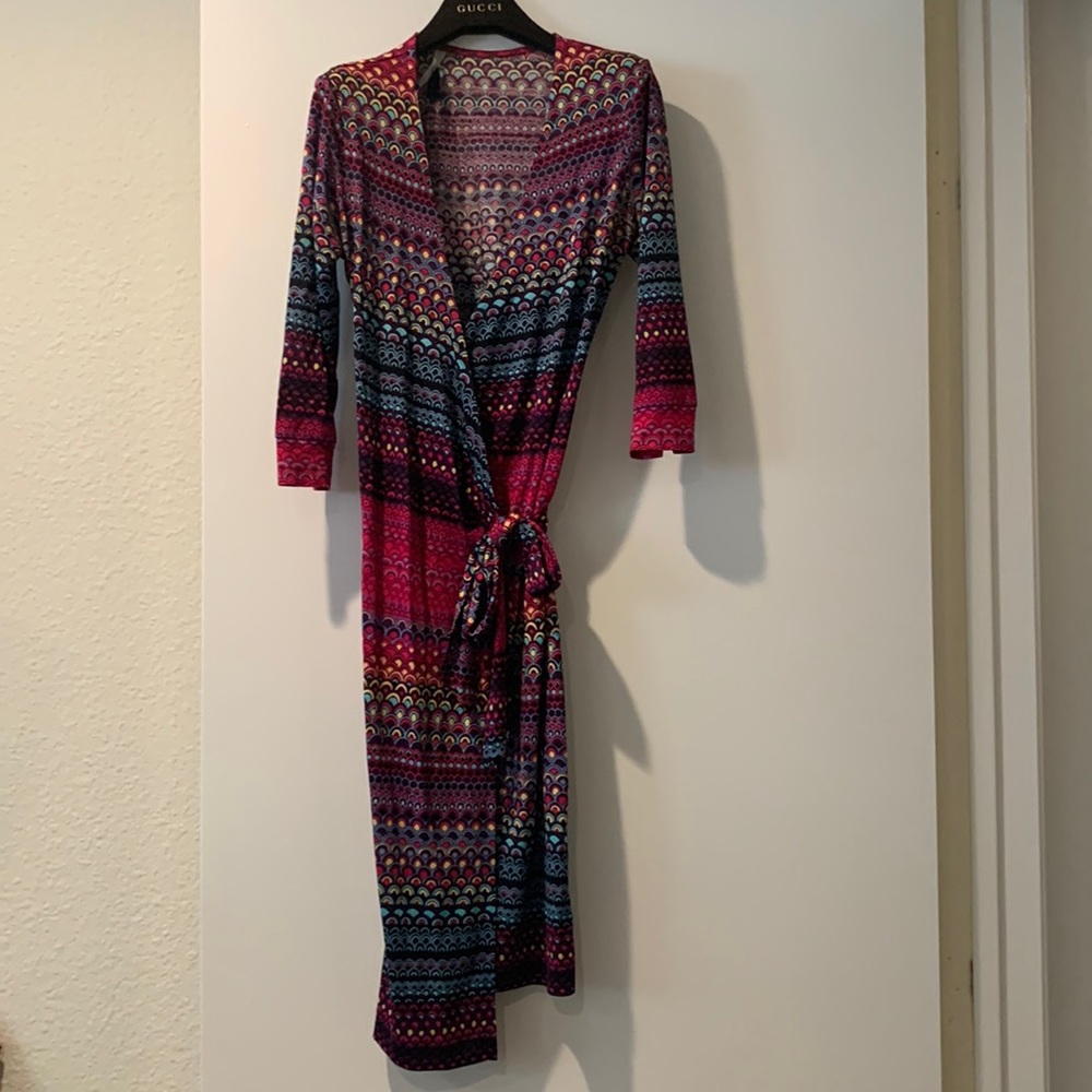 Geographic print wrap dress